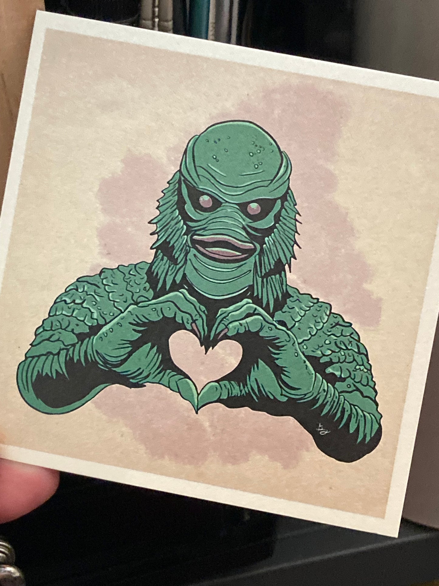 Creature Heart portrait art print (shimmer)