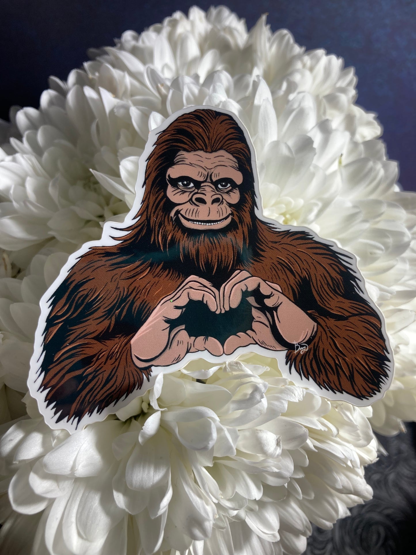 Bigfoot Heart Hands sticker