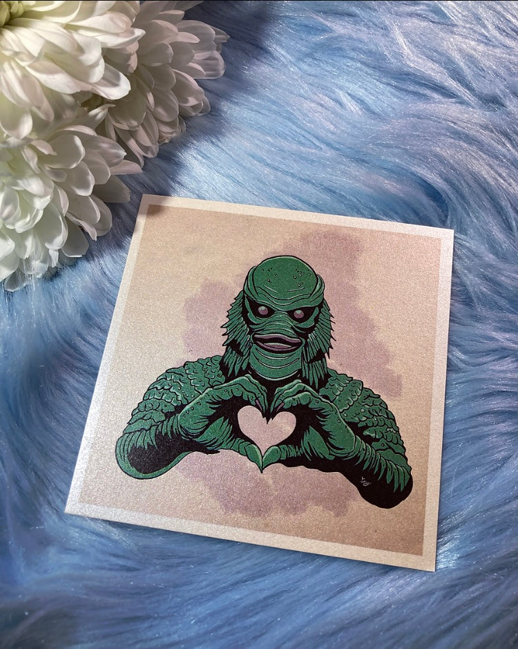 Creature Heart portrait art print (shimmer)