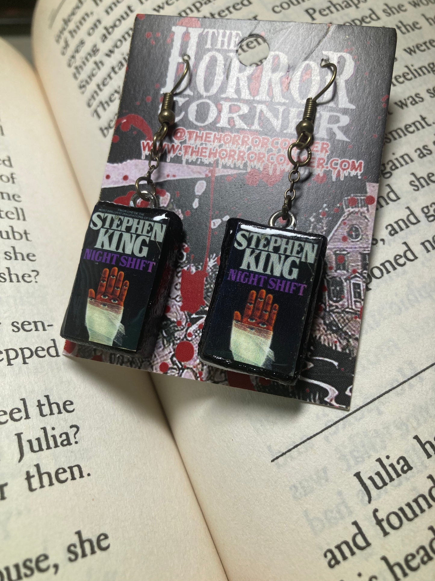 Night Shift book earrings