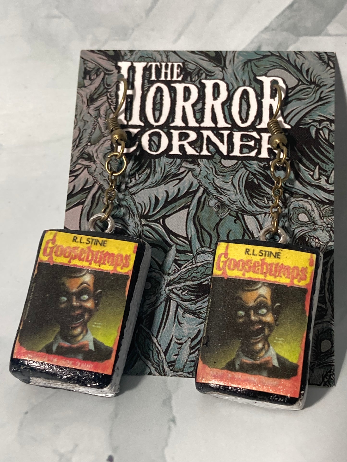Goosebumps: Night of the Dummy book earrings