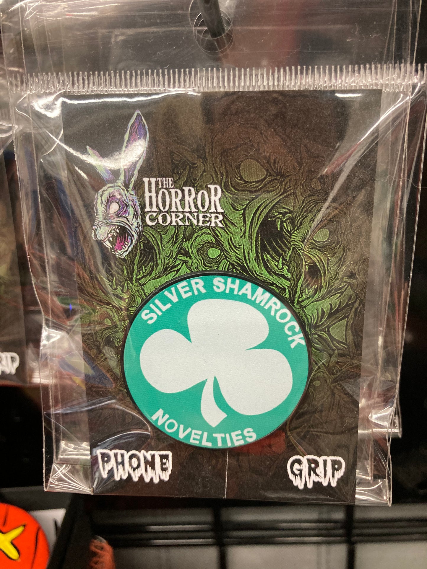 Silver Shamrock phone grip