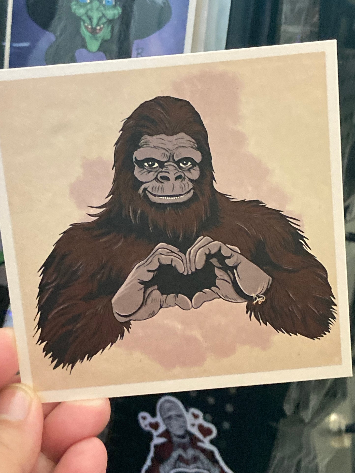 Bigfoot Heart portrait art print (shimmer)