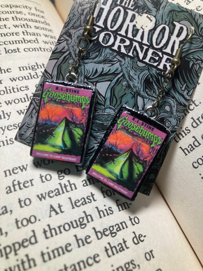 Goosebumps: Welcome to Camp Nightmare book earrings