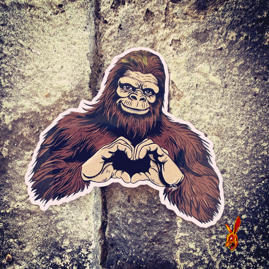 Bigfoot Heart Hands sticker