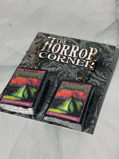 Goosebumps: Welcome to Camp Nightmare book earrings