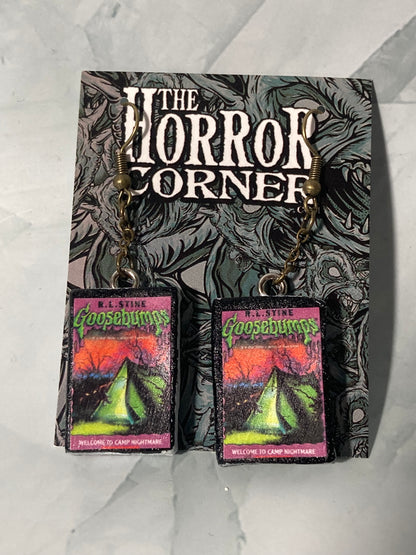 Goosebumps: Welcome to Camp Nightmare book earrings